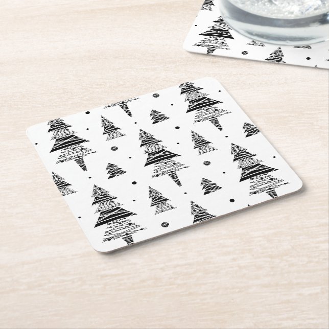 Christmas tree  square paper coaster (Angled)