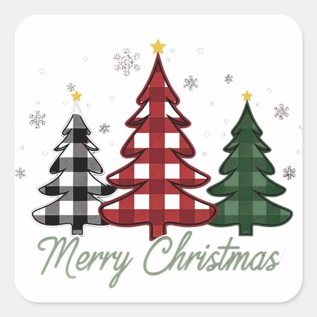 Christmas tree  square sticker (Front)