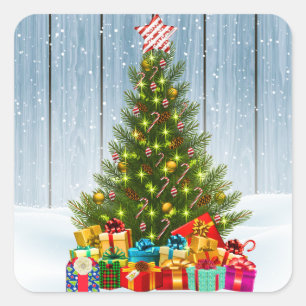 Christmas tree square sticker
