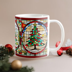 Christmas Tree Stain Glass Art Christmas Mug