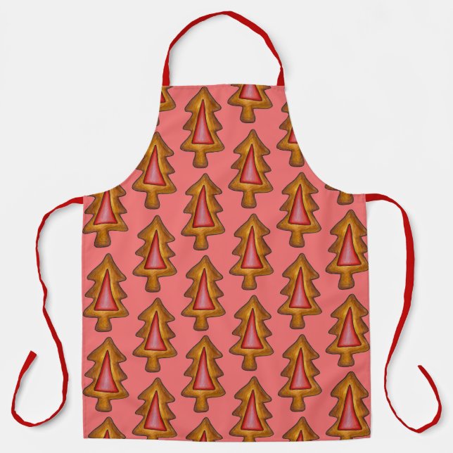 Christmas Tree Stained Glass Holiday Cookie Baking Apron (Front)