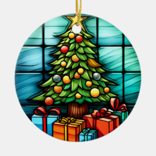 Christmas Tree stained glass style Ceramic Tree Decoration