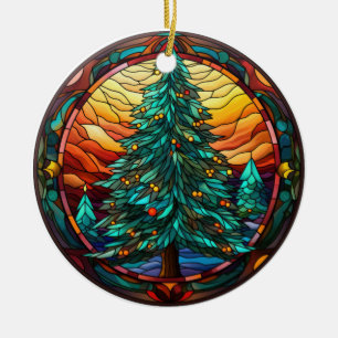 Christmas tree  stained glass style ceramic tree decoration