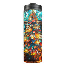 Christmas Tree Stained Glass Tumbler gift 