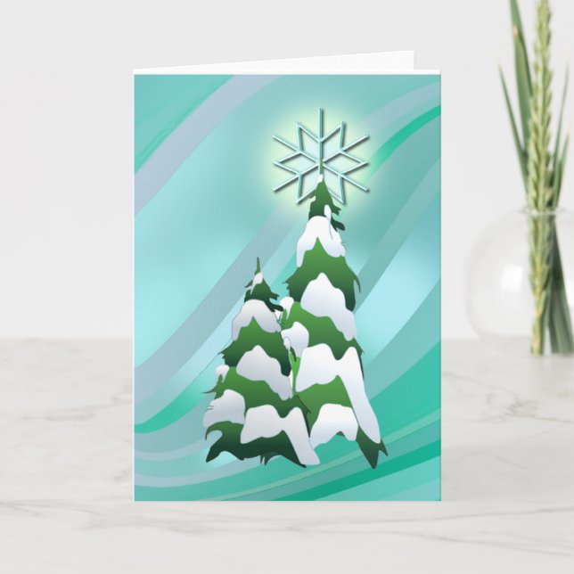 CHRISTMAS TREE & STAR by SHARON SHARPE Holiday Card (Front)