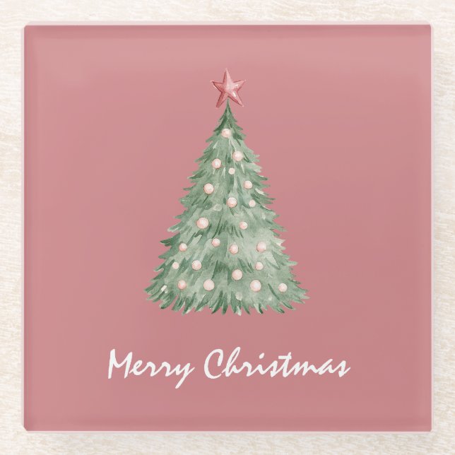 Christmas Tree Star Glass Coaster (Front)