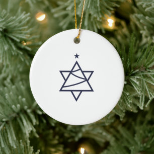 Christmas Tree Star of David Ceramic Tree Decoration