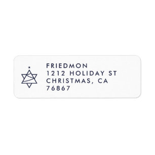 Christmas Tree Star of David return address label