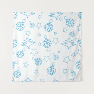 Christmas tree,  stars and balls - simple seamless tapestry