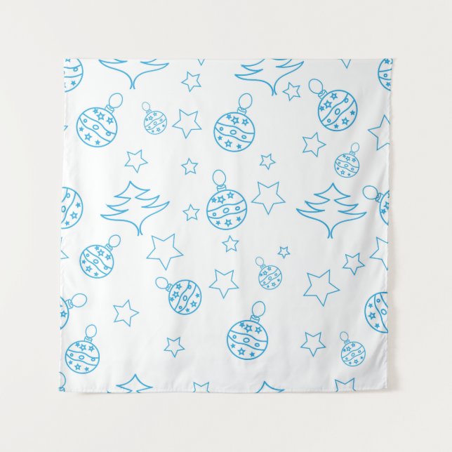 Christmas tree,  stars and balls - simple seamless tapestry (Front)