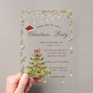 Christmas Tree,Stars Christmas Company Party Acrylic Invitations