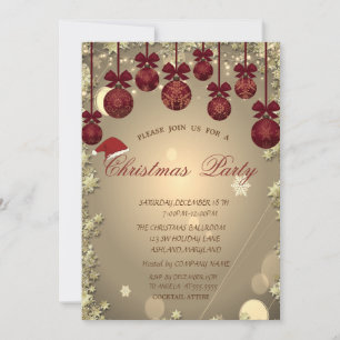 Christmas Tree,Stars Christmas Company Party Invitation