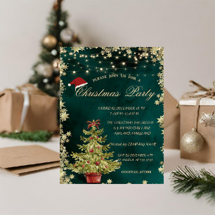 Christmas Tree,Stars Green Christmas Company Party Invitation