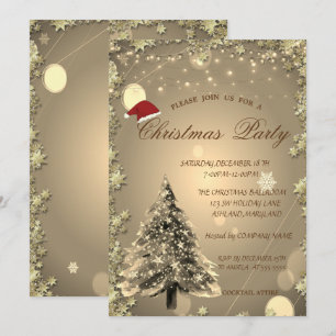 Christmas Tree,Stars,Santa Christmas Company Party Invitation