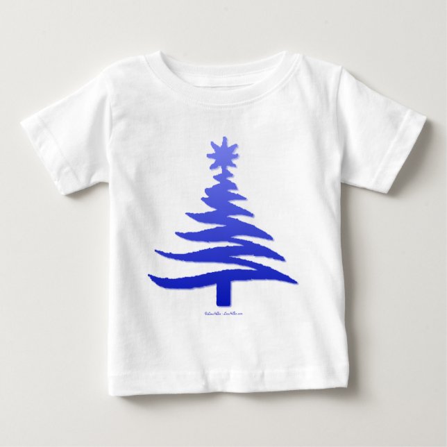 Christmas Tree Stencil Cobalt Blue Baby T-Shirt (Front)