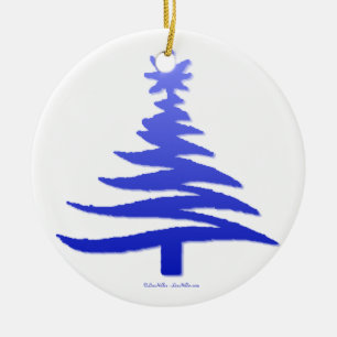Christmas Tree Stencil Cobalt Blue Ceramic Tree Decoration