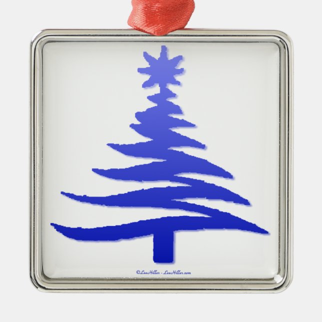 Christmas Tree Stencil Cobalt Blue Metal Tree Decoration (Front)