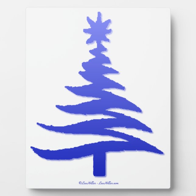 Christmas Tree Stencil Cobalt Blue Plaque (Front)