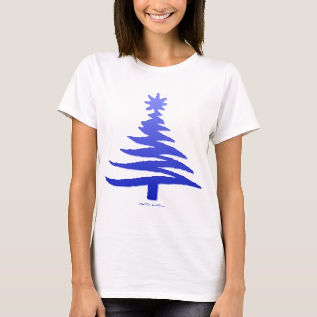 Christmas Tree Stencil Cobalt Blue T-Shirt (Front)