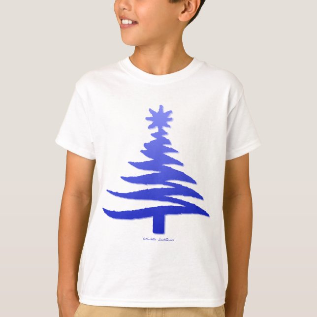 Christmas Tree Stencil Cobalt Blue T-Shirt (Front)
