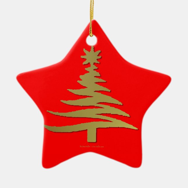 Christmas Tree Stencil Gold Ceramic Tree Decoration (Front)