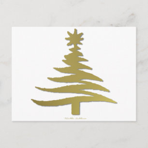 Christmas Tree Stencil Gold Holiday Postcard