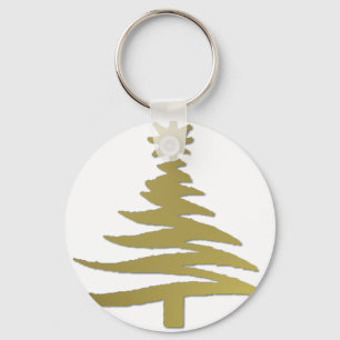 Christmas Tree Stencil Gold Key Ring