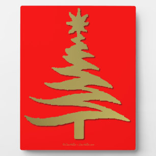 Christmas Tree Stencil Gold Plaque