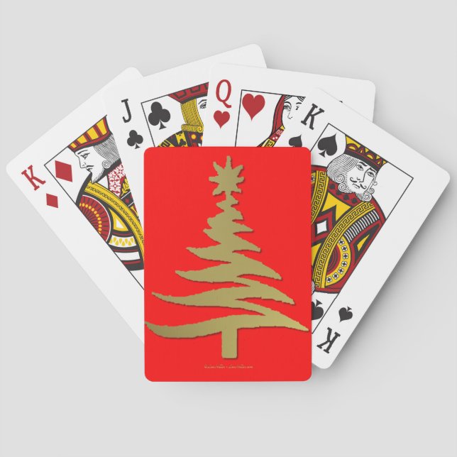 Christmas Tree Stencil Gold Playing Cards (Back)