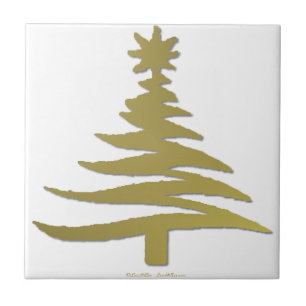 Christmas Tree Stencil Gold Tile