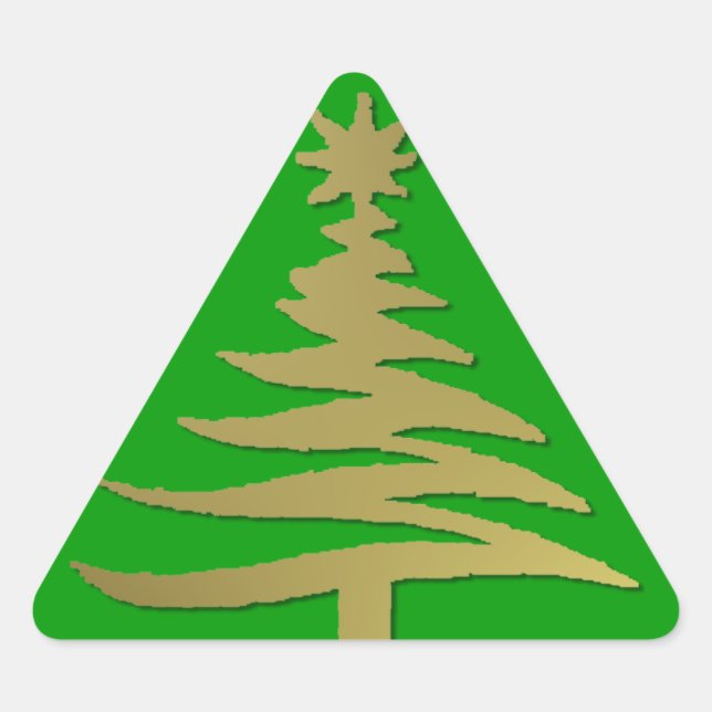 Christmas Tree Stencil Gold Triangle Sticker (Front)
