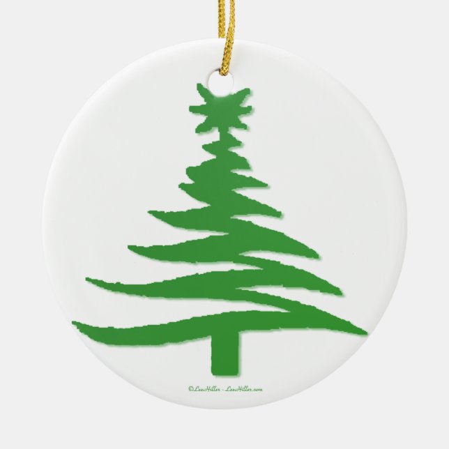 Christmas Tree Stencil Green Ceramic Tree Decoration (Front)