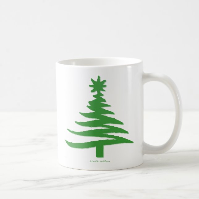Christmas Tree Stencil Green Coffee Mug (Right)