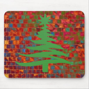 Christmas Tree Stencil Green Mouse Pad