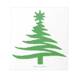 Christmas Tree Stencil Green Notepad