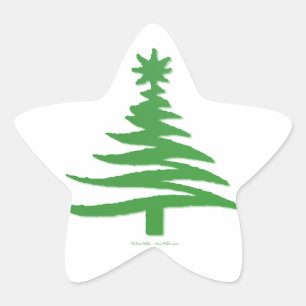 Christmas Tree Stencil Green Star Sticker