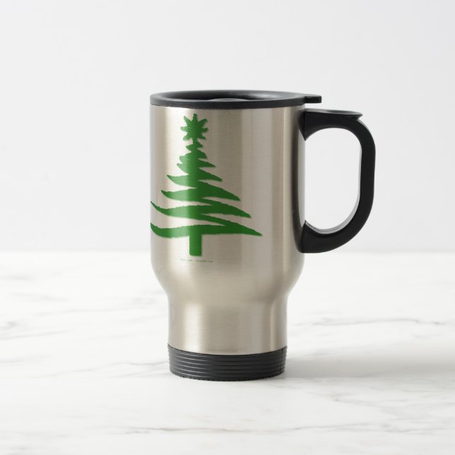 Christmas Tree Stencil Green Travel Mug (Right)
