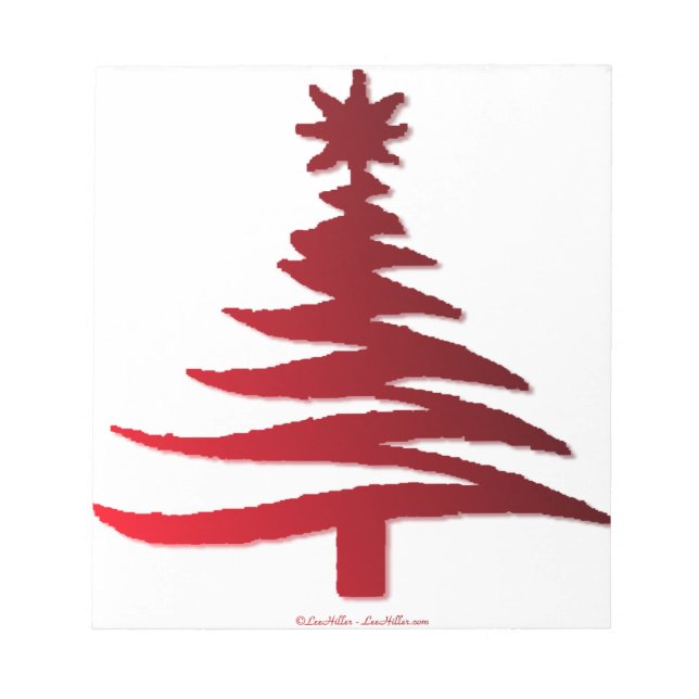 Christmas Tree Stencil Red Notepad (Front)
