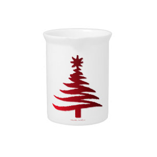 Christmas Tree Stencil Red Pitcher