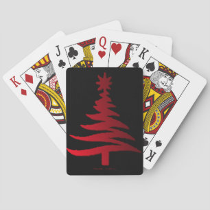 Christmas Tree Stencil Red Playing Cards