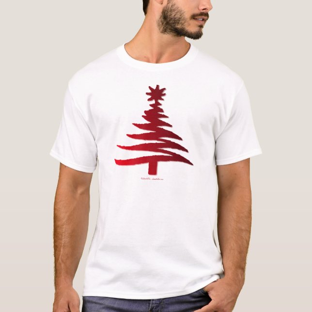 Christmas Tree Stencil Red T-Shirt (Front)