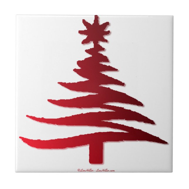 Christmas Tree Stencil Red Tile (Front)
