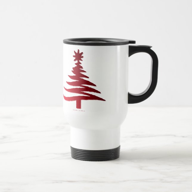 Christmas Tree Stencil Red Travel Mug (Right)