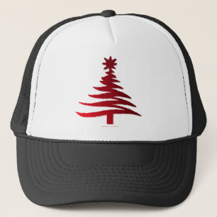 Christmas Tree Stencil Red Trucker Hat