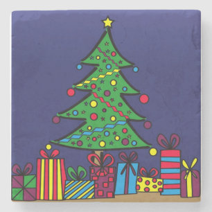 Christmas tree stone coaster