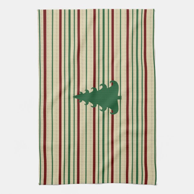 Christmas tree striped tea towel (Vertical)