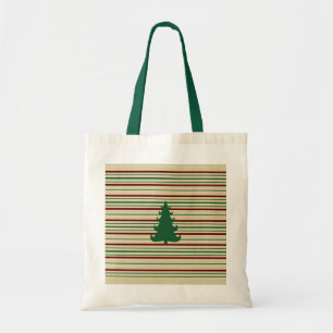 Christmas tree striped tote bag