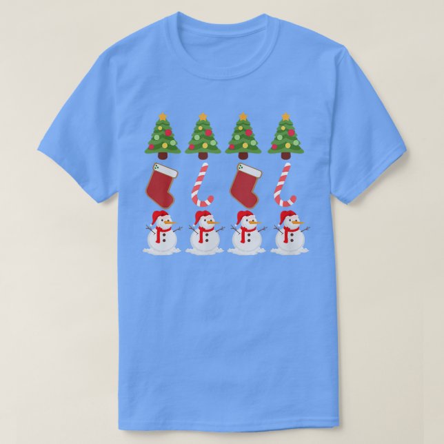 Christmas Tree Stuffers Candy Canes Snowman Printe T-Shirt (Design Front)