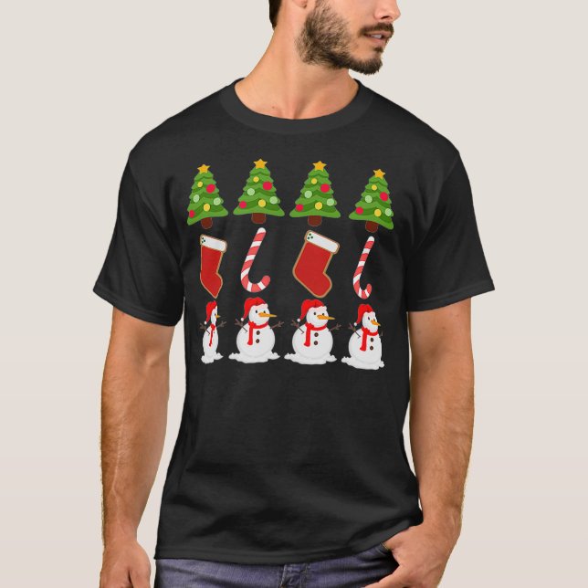 Christmas Tree Stuffers Candy Canes Snowman Printe T-Shirt (Front)