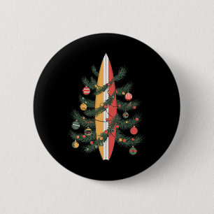 Christmas Tree Surfboard 6 Cm Round Badge